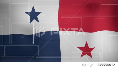 Displaying Panamanian flag filling digital canvas, showing semi-transparent wireframe overlays 135550012