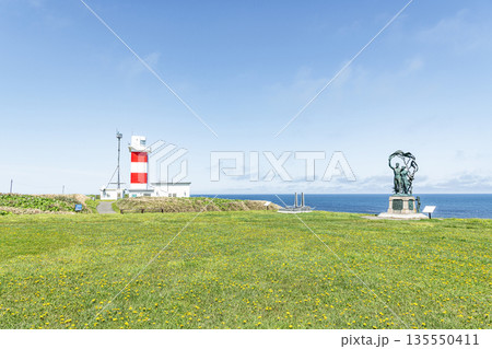 北海道稚内市宗谷岬　初夏の宗谷岬灯台と宗谷岬公園の風景 135550411