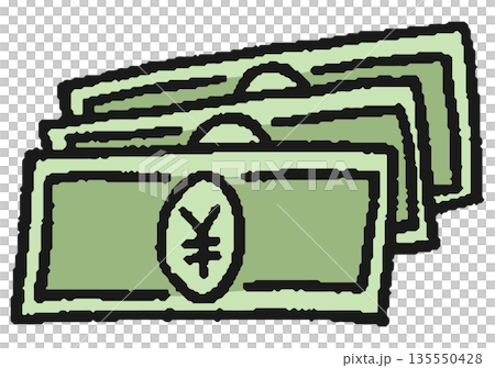 手繪日圓紙鈔插圖 手繪日圓紙鈔插圖 135550428