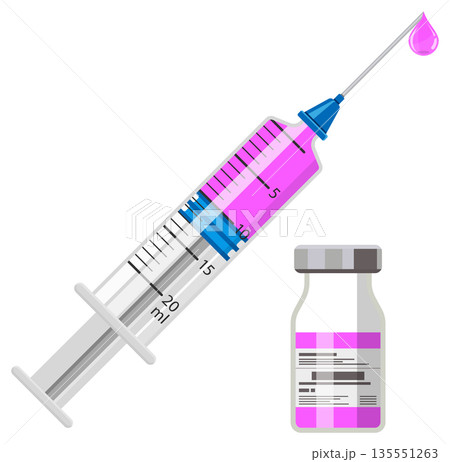 plastic medical syringe and vial icon plastic medical syringe and vial icon 135551263