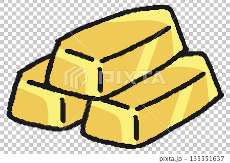 手繪堆疊金條插圖 手繪堆疊金條插圖 135551637