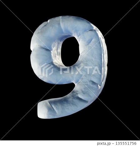 Ice block font Number 9 NINE 3D 135551756