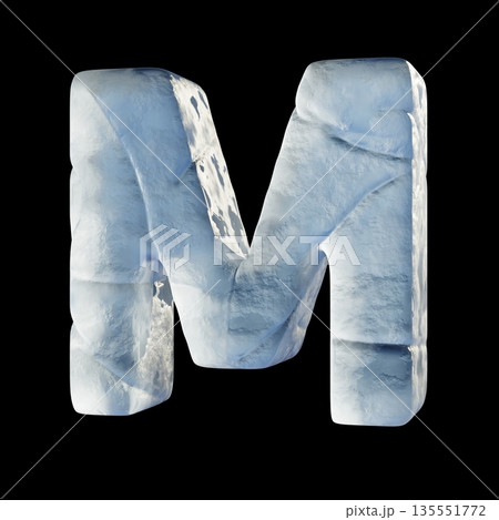 Ice block font Letter M 3D 135551772