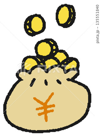 日本円が入った現金袋の手描きイラスト 日本円が入った現金袋の手描きイラスト 135551840