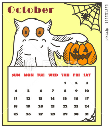 Monthly calendar for October 2026 vector isolated 135551876