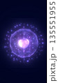 Glowing cosmic sphere with radiant purple energy core surrounded by ethereal particles in deep space 135551955