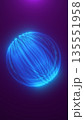 Glowing blue energy sphere made of flowing light strands on a purple background, symbolizing digital power and futuristic connectivity 135551958
