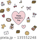 バレンタインのシンプルな線画アイコン バレンタインのシンプルな線画アイコン 135552248