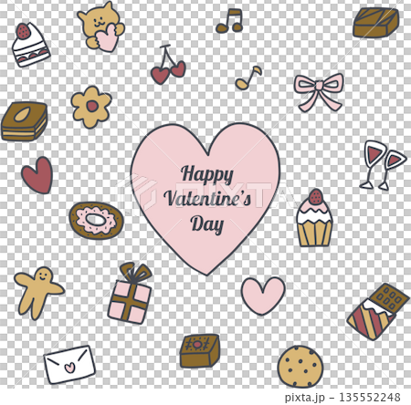 バレンタインのシンプルな線画アイコン 135552248