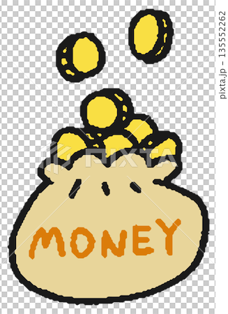 Hand drawn illustration of a bag full of coins Hand drawn illustration of a bag full of coins 135552262