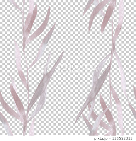 Seamless botanical grass pattern flowing watercolor stems in blush neutral tones, elegant repeating design for fashion fabrics, apparel prints, textiles, scarves, dresses, modern clothing collections 135552313