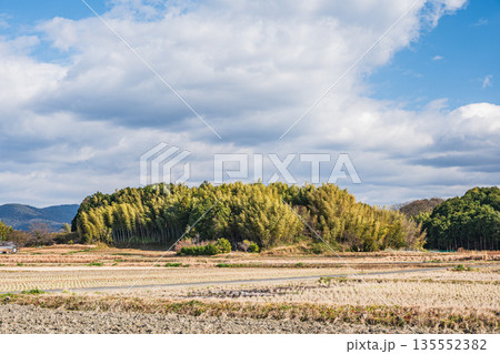 冬の明日香村　寒々とした田園風景　奈良県 135552382