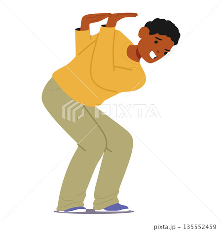 Scared anxious teenage boy cartoon character feeling trapped, overwhelmed by panic attack symptoms Scared anxious teenage boy cartoon character feeling trapped, overwhelmed by panic attack symptoms 135552459