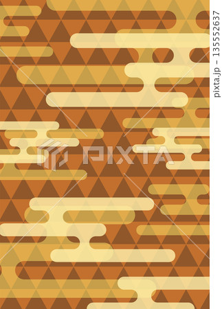 和風幾何学模様と雲モチーフの抽象背景素材 135552637