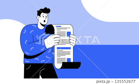 Shocked Man Holding Giant Bill 135552677