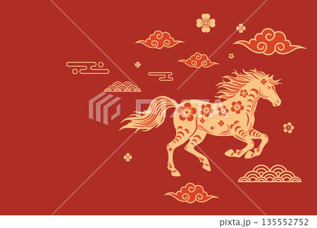Stylized Horse with Floral Pattern 135552752
