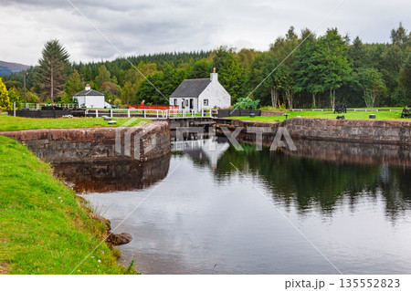 Cullochy Lock on Caledonian Canal in rural Scotland Cullochy Lock on Caledonian Canal in rural Scotland 135552823