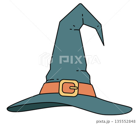 Cartoon Witch Hat with Orange Band 135552848