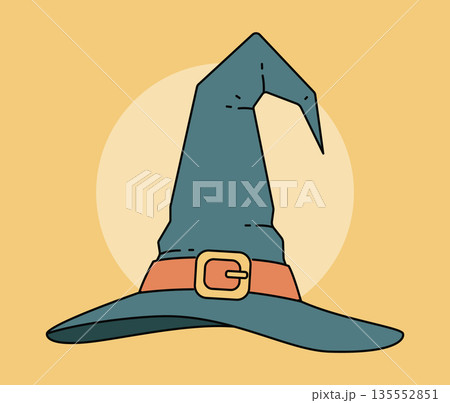 Cartoon Witch Hat with Orange Band 135552851