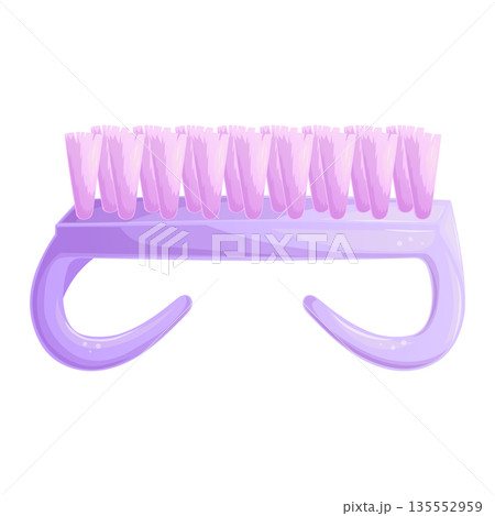 Colorful nail brush, pedicure. Icon on a white background. The concept of beauty and nail design. Isolated vector illustration for print design, banner, postcard, brochure, flyer. Colorful nail brush, pedicure. Icon on a white background. The concept of beauty and nail design. Isolated vector illustration for print design, banner, postcard, brochure, flyer. 135552959