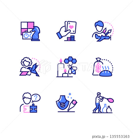 Hobbies and leisure - set of line design style icons Hobbies and leisure - set of line design style icons 135553163
