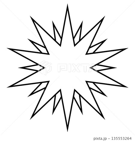 Symmetrical starburst shape with sharp triangles, dynamic, minimal, abstract, motion design 135553264