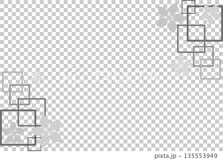 Gray frame with many square patterns and cherry blossoms Gray frame with many square patterns and cherry blossoms 135553949