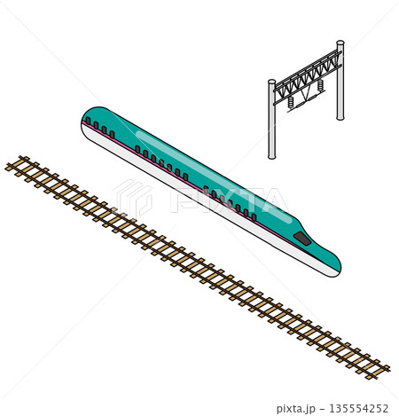 新幹線の車両をシンプルに描いたイラスト素材 新幹線の車両をシンプルに描いたイラスト素材 135554252
