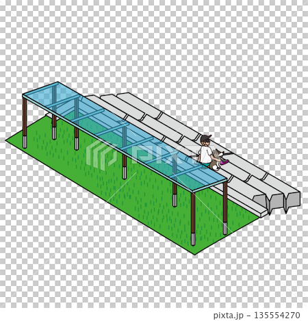 旅遊設施和公園裡人們在泡腳池放鬆的插圖素材 135554270