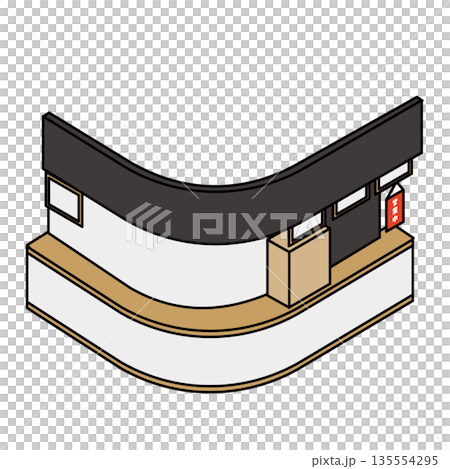 Illustration material of a curved counter that can be used in stores and facilities Illustration material of a curved counter that can be used in stores and facilities 135554295