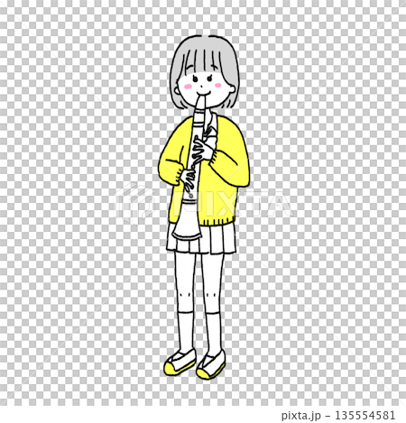Female student playing the clarinet 135554581