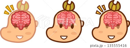 男の子の脳みそのイラストセット 135555416