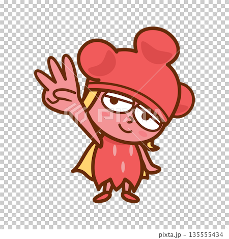 Girl raising her hand with three fingers up Girl raising her hand with three fingers up 135555434