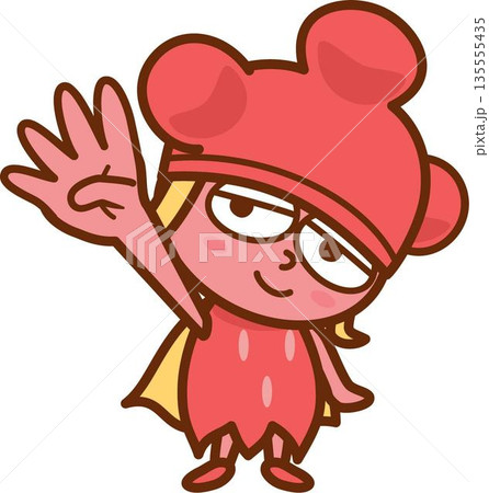 4本の指を立て手を突き上げる女の子 135555435