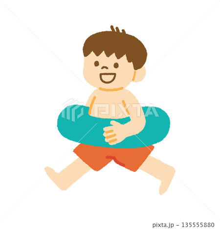 海 男の子 浮き輪 水着 子ども 走る イラスト 海 男の子 浮き輪 水着 子ども 走る イラスト 135555880