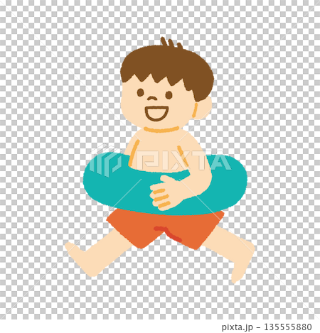 海 男の子 浮き輪 水着 子ども 走る イラスト 海 男の子 浮き輪 水着 子ども 走る イラスト 135555880