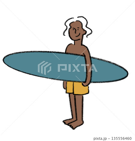 サーフボードを持つ人物のイラスト|サーフィン・夏・アクティブライフ サーフボードを持つ人物のイラスト|サーフィン・夏・アクティブライフ 135556460