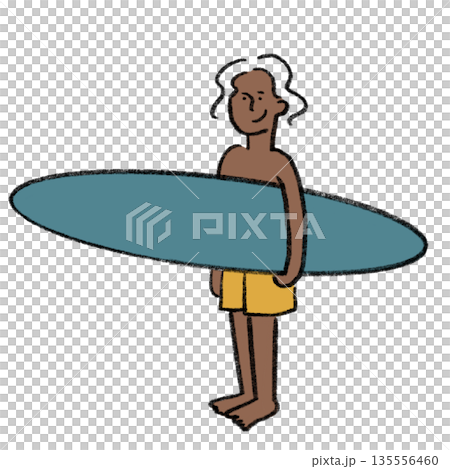 サーフボードを持つ人物のイラスト|サーフィン・夏・アクティブライフ サーフボードを持つ人物のイラスト|サーフィン・夏・アクティブライフ 135556460
