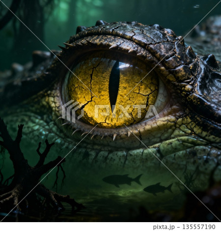 危険な雰囲気のアリゲーター デザイン素材 135557190