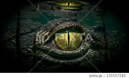 Predator eye lurking in water Design Material Predator eye lurking in water Design Material 135557292