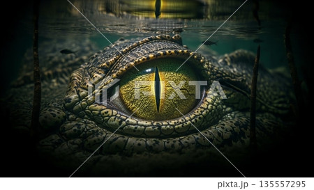 Underwater crocodile eye close up Design Material 135557295