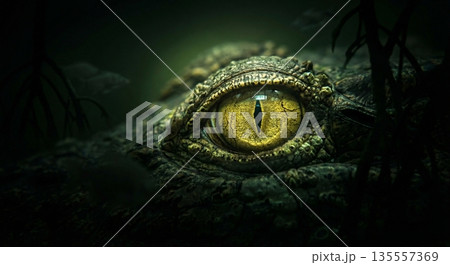 リアルな鱗の質感を持つ目のCGデザイン素材 135557369