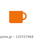 シンプルなマグカップのフラットイラスト　カフェや飲み物のアイコン素材 135557468