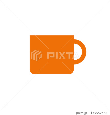 シンプルなマグカップのフラットイラスト　カフェや飲み物のアイコン素材 135557468