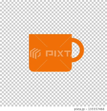 シンプルなマグカップのフラットイラスト　カフェや飲み物のアイコン素材 135557468