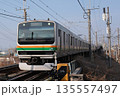 冬晴れのJR宇都宮線をゆく通勤電車 E231系 135557497