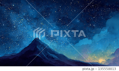 夜空の水彩画、星空 135558013