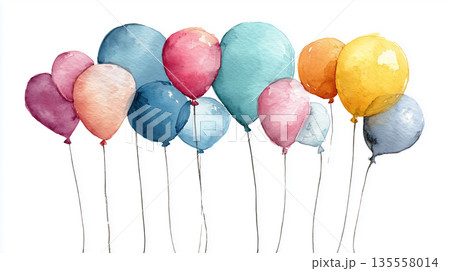 風船の水彩イラスト 135558014