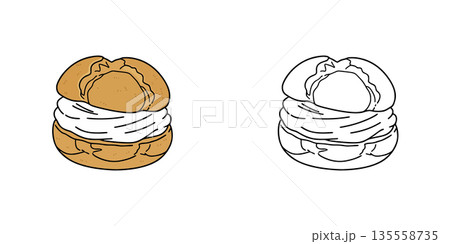 シンプルなシュークリームのアイコンイラスト 135558735