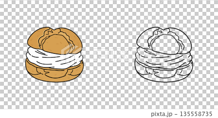 シンプルなシュークリームのアイコンイラスト 135558735
